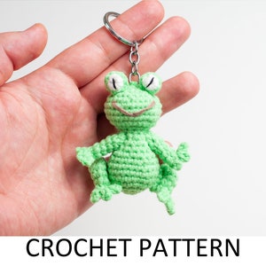 Frog Keychain Crochet Pattern. Frog Pattern. Toad Pattern. Amigurumi Keychain Pattern. Animal Keyring Charm Pattern.