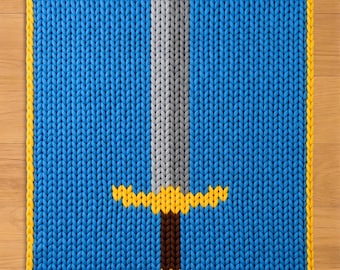 Sword Finger Knitting Pattern. Chunky Knit Blanket Pattern. Chunky Blanket Pattern