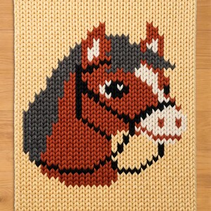 Pferde Portrait Finger Strickmuster . Grobstrick Decke Muster. Tier klobige Decke Muster