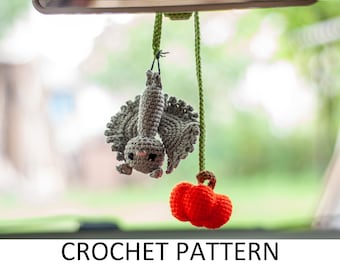 Bat and Pumpkin Crochet Pattern. Halloween Crochet Car Hanger. Crochet Car Hanging Accessories. Car Rear View Mirror Charm Animal Ornaments