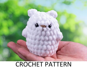 Mini Polar Bear Crochet Pattern. Easy No Sew Plush Toy. Crochet Zoo Animals Plushie. Stuffed White Bear Animal. Market Crochet Pattern