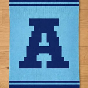 Initial Letter A Finger Knitting Pattern. Chunky Knit Blanket Pattern. Monogram Capital Letter