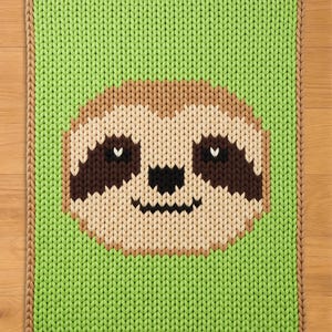 Sloth Finger Knitting Pattern. Chunky Knit Blanket Pattern. Animal Chunky Blanket Pattern