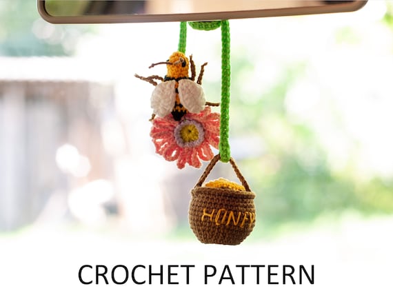  Cute Potted Plants Crochet Car Mirror Hanging