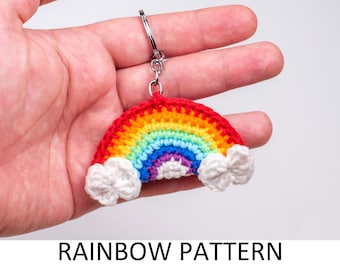 Haakpatroon regenboog sleutelhanger. Regenboogpatroon. Patroon ruimte amigurumi-sleutelhanger. Patroon sleutelhanger.