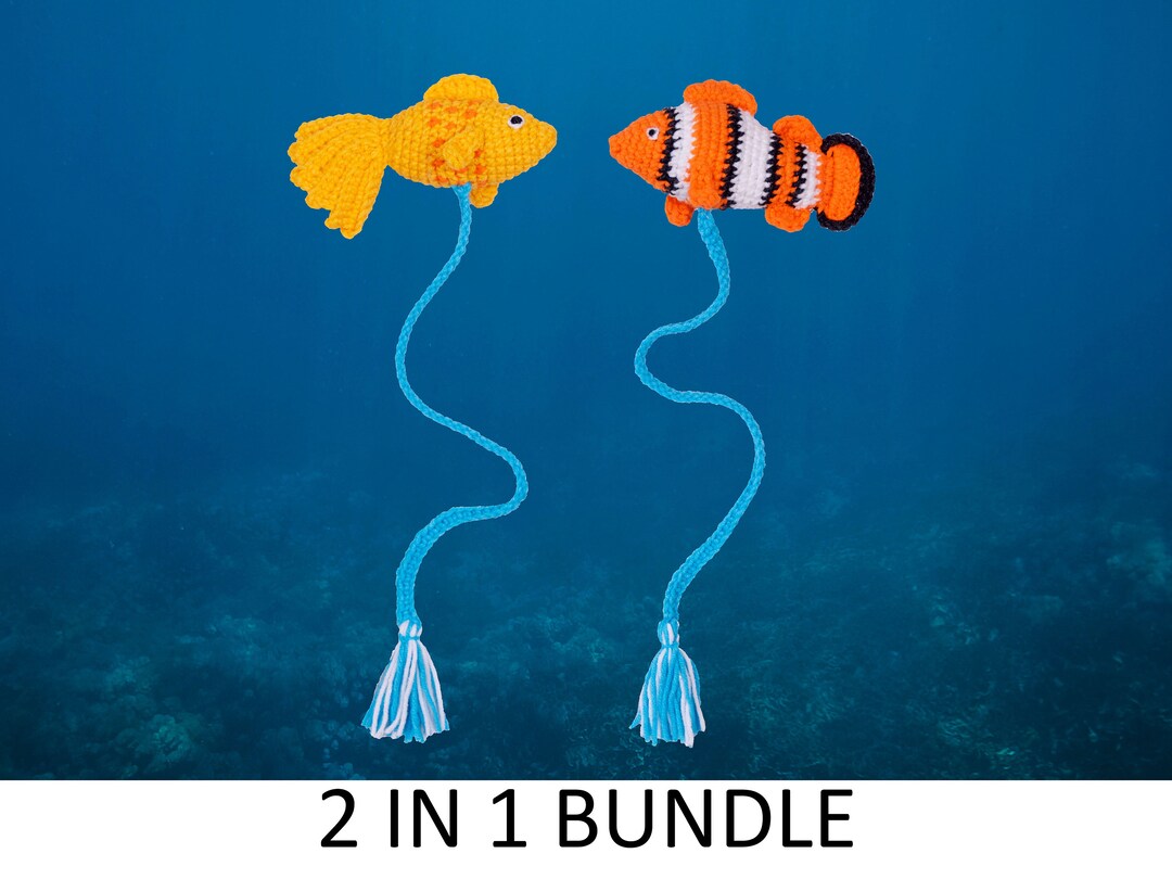 Fish Bookmark Pattern Bookmark Crochet Patterns Bundle. Goldfish Pattern, Clownfish Pattern ...