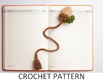 Oak Acorn Bookmark Crochet Pattern. Acorn Pattern. Acorn Crochet Pattern Bookmark. Amigurumi Bookmark Pattern. Fall Bookmark Pattern