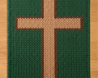 Wooden Cross Finger Knitting Pattern. Chunky Knit Blanket Pattern. Chunky Blanket Pattern