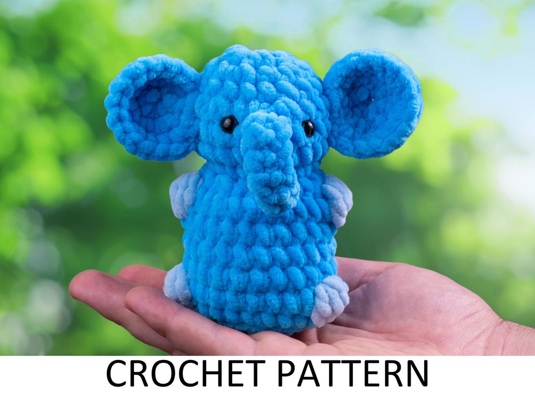 Mini Elephant Crochet Pattern. Easy No Sew Plush Toy. Crochet Zoo ...