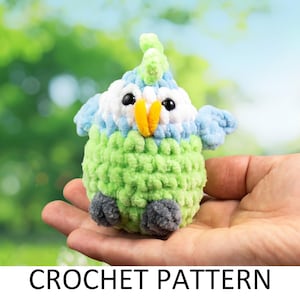 Patrón de loro a crochet. Peluche fácil sin costura. Pájaro de peluche en miniatura. Animal de peluche a crochet.