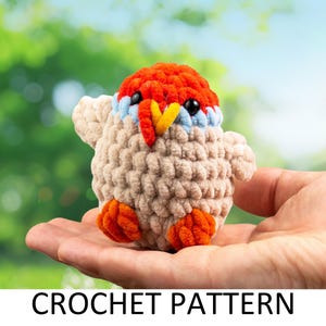 Patrón de pavo a crochet. Peluche fácil sin costura. Pájaro de granja de peluche en miniatura. Animal de peluche a crochet.