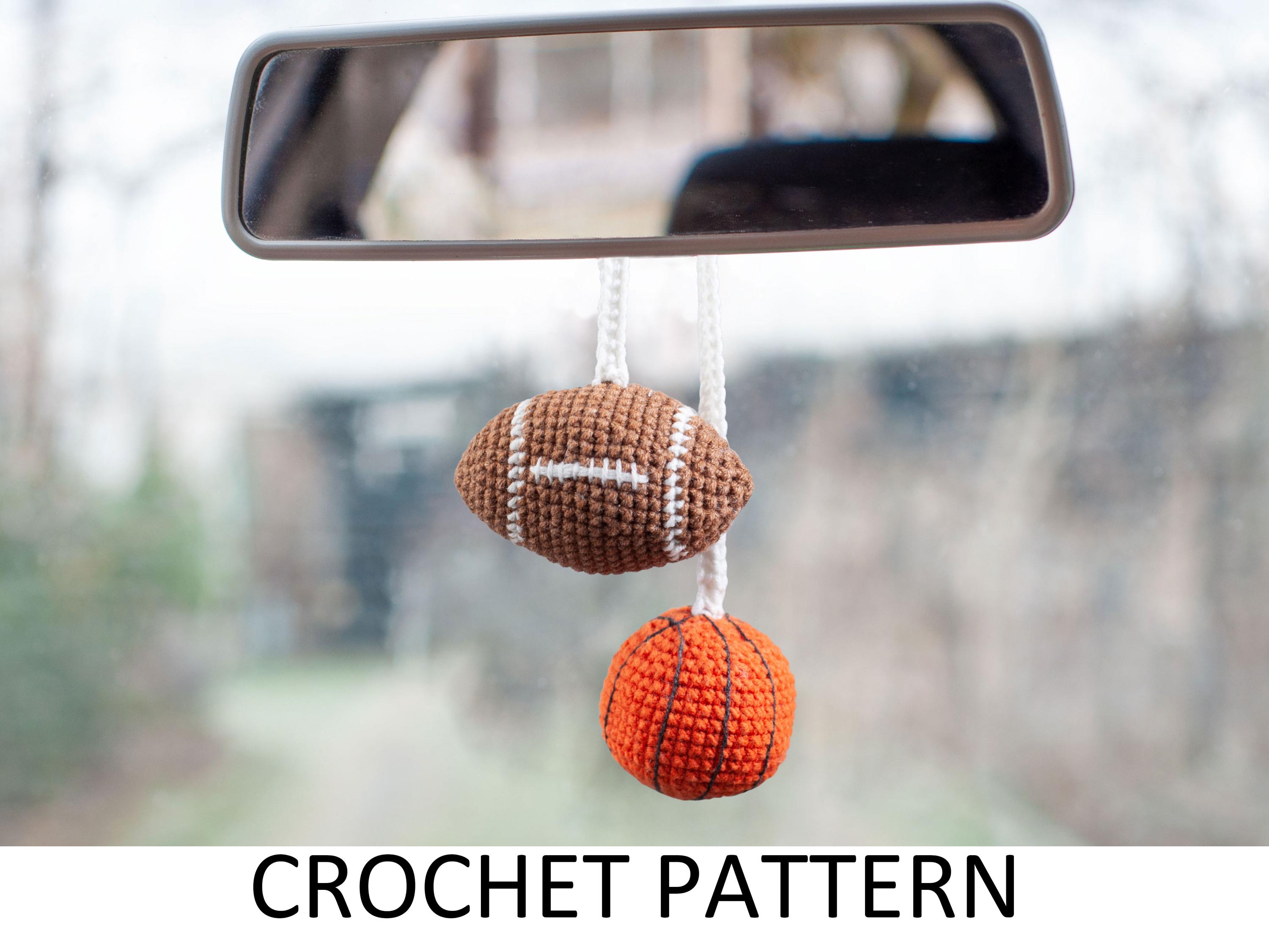30 Basketball Crochet Patterns for Fans, Gifts, and Game-Day Decor 9 Football and Basketball Car Mirror Charm Pattern