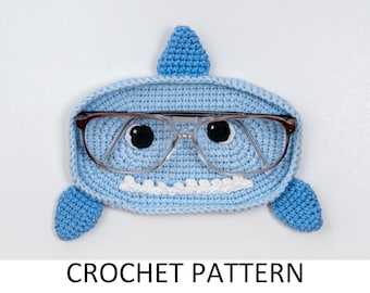 Shark Crochet Glasses Holder Pattern. Animal Crochet Eye Glass Holder. Case For Eyeglasses. Crochet Hook Holder. Crochet Sunglasses Holder