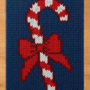 Candy Cane Finger Knitting Pattern. Christmas Chunky Knit Blanket Pattern