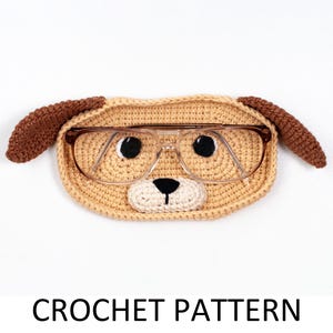 Gehaakt hondenbrilhouderpatroon. Dierlijke gehaakte oogglashouder. DIY-hoesje voor brillen. Haaknaaldhouder. Gehaakte zonnebrilhouder