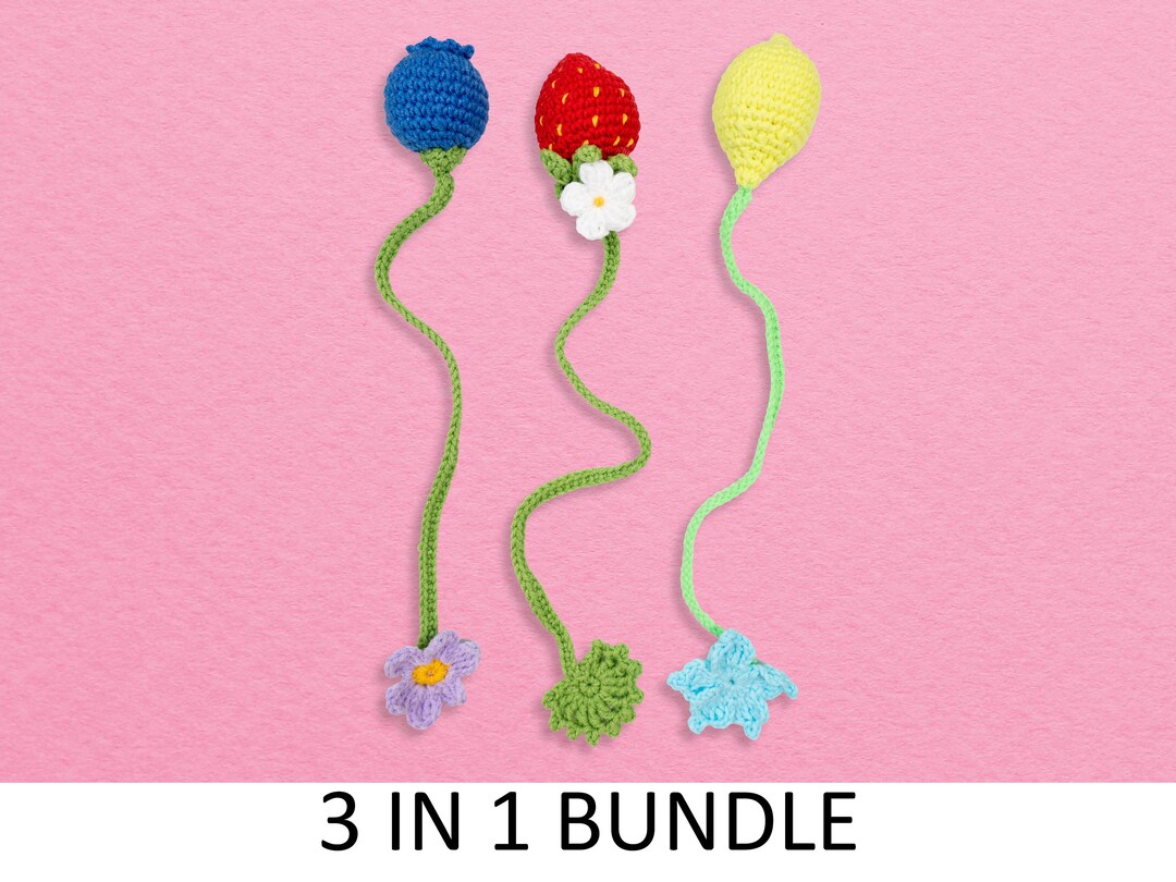 Bookmark Crochet Patterns. Strawberry Crochet Pattern, Blueberry