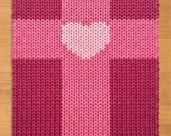 Cross with Heart Finger Knitting Pattern. Chunky Knit Blanket Pattern. Chunky Blanket Pattern