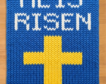 HE IS RISEN Finger Knitting Pattern. Chunky Knit Blanket Pattern. Chunky Blanket Pattern