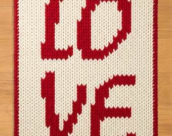 LOVE Heart Finger Knitting Pattern. Chunky Knit Blanket Pattern. Chunky Blanket Pattern