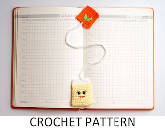 Tea Bag Bookmark Crochet Pattern. Teabag Pattern. Amigurumi Bookmark Pattern. Crochet Book Marker
