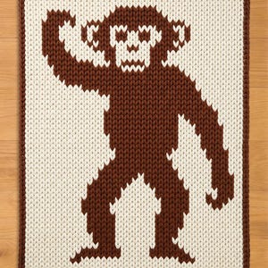 Monkey Finger Knitting Pattern. Chunky Knit Blanket Pattern. Animal Chunky Blanket Pattern