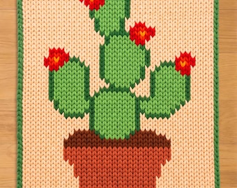 Kaktus Finger Strickmuster. Pflanze Grobstrick Decke Muster. Blumen-Grobes Decke-Muster