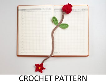 Gehaakt patroon granaatappel bladwijzer. Granaatappelpatroon. Bladwijzer met haakpatroon granaatappel. Amigurumi bladwijzerpatroon. Bladwijzer voor fruit