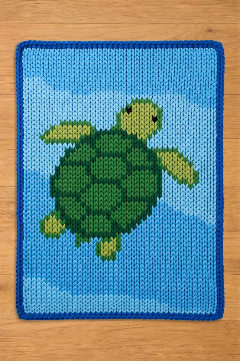 Turtle Finger Knitting Pattern. Chunky Knit Blanket Pattern. Animals ...