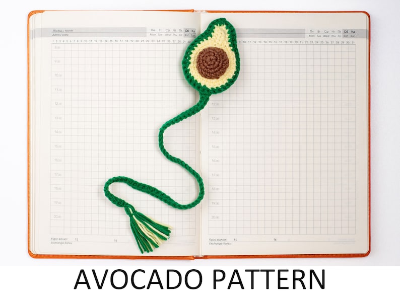 Bookmark Crochet Patterns Bundle. Pomegranate Bookmark Pattern, Avocado