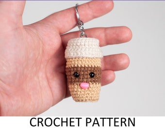 Coffee Cup Keychain Crochet Pattern PDF. Cute Mini Amigurumi Crochet Accessory. Small DIY Gift For Kids, Teenagers, Girls, Boys, Men, Woman
