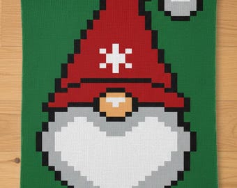 Christmas Gnome Finger Knitting Pattern. Chunky Knit Blanket Pattern