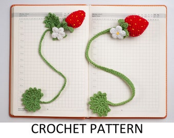 Strawberry Bookmark Crochet Patterns Bundle.  Strawberry Crochet Pattern. Berry Bookmark Pattern. Amigurumi Bookmark Pattern