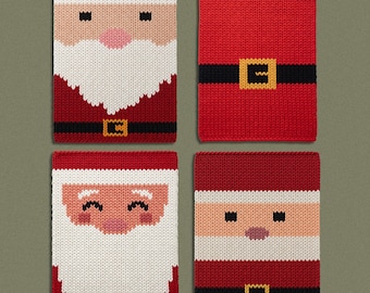 4-in-1 Cute Santa Suit Chunky Knit Blanket Pattern Bundle. Christmas Finger Knitting Pattern