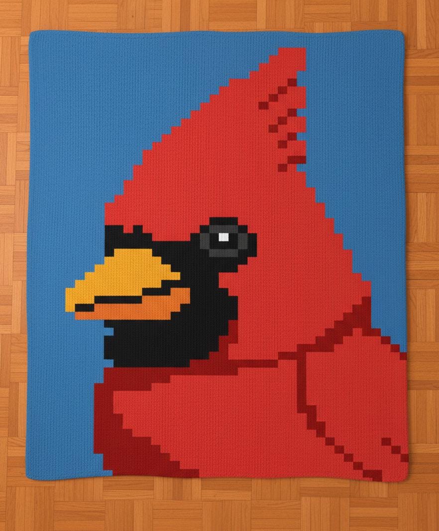 Northern Cardinal Finger Knitting Pattern. Chunky Knit Blanket Pattern ...