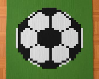 Vingerbreipatroon voetbalbal. Grof gebreid dekenpatroon. Grof dekenpatroon sport