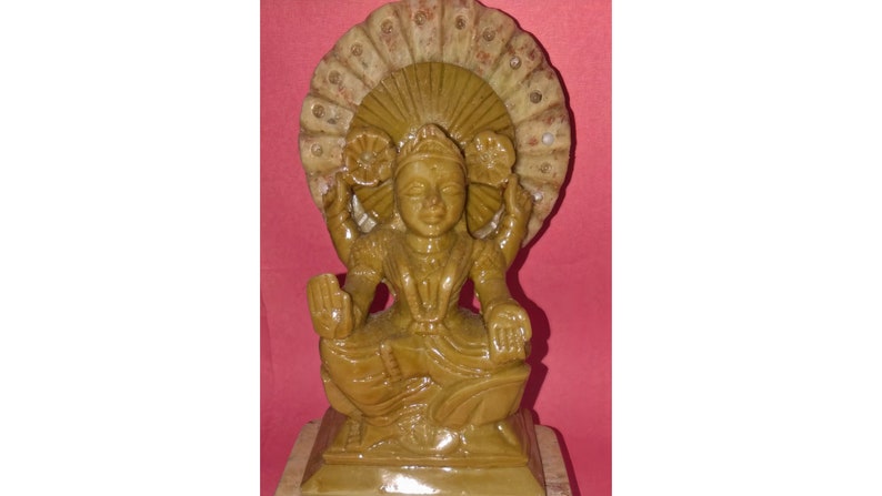 Perfect Traditional Gift for Diwali Gaura Stone Laxmi Ji Idol Handcrafted Soapstone Laxmi Idol