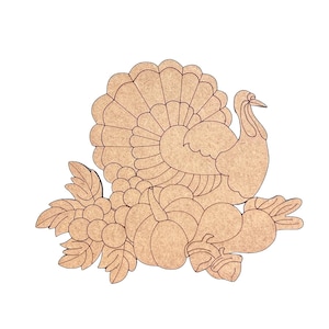Wood Turkey Cutout |  Harvest Turkey - Paint by Line