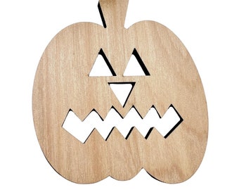 Large Wooden Jack-O-Lantern Paint by Line Fa| Halloween Wood Pumpkin | Wooden Pumpkin Craft