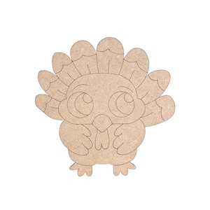 Wood Turkey Cutout |  Cute Baby Turkey - Paint by Line