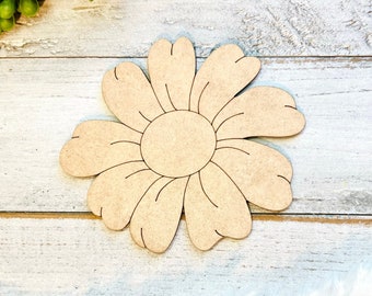 Large 12"-22" | Wood Flower | Daisy Cutout | Wood Flower Decor | Flower Vase | Craft Wood Shapes | Spring Decor | DIY Crafts | Paint by Line