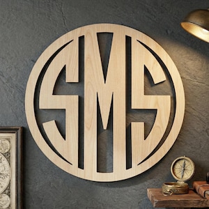 Laser Cut Block Monogram | Round Framed Modern Sign