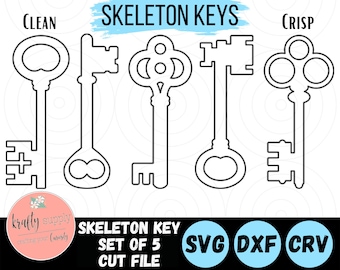 Skeleton Keys | Set of 5 | Key SVG Files | Cut Files | Clean Vector Files | Easy Digital Download Art | Digital File | Instant Download