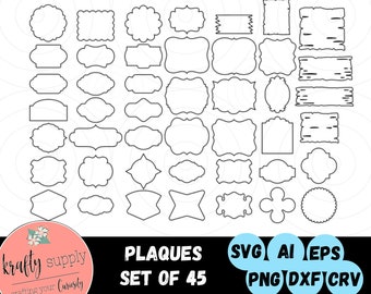 Plaques SVG | Cutout Boards Files | Picture Frame Outlines SVG | Sign Making Plaques SVG | Wall Decor Signs | Digital File | Name Tag Svg