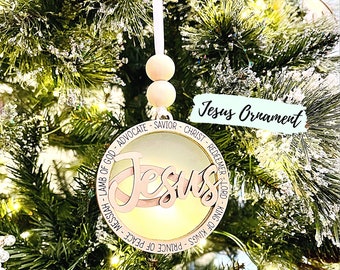 | d’ornement de Noël jésus Bois à 3 couches et | acrylique Ornements en bois mignons | Ornement d’inspiration chrétienne | Décor d’arbre de Noël