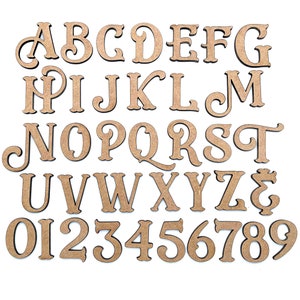 Fuente Eastman pequeña / Letras de desplazamiento / Iniciales del alfabeto elegantes / Letras de madera / Letras artesanales / Letras inacabadas / Artes y manualidades