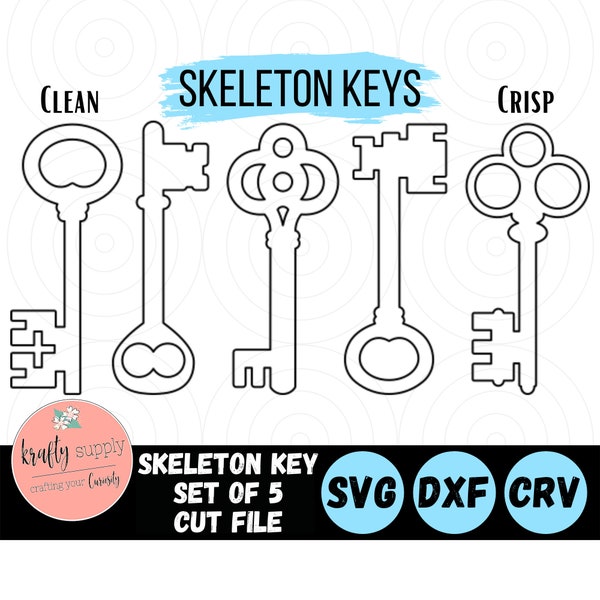 Skeleton Keys / Set of 5 / Key SVG Files / Cut Files / Clean Vector Files / Easy Digital Download Art / Digital File / Instant Download