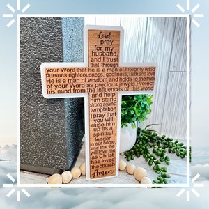 Prayer for Husband Cross | Wood Cross | Gifts for Husbands | Gifts for Him | Christian Husband