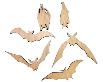 Large Wood Bats Halloween Craft | Wood Bat Cutout| Halloween Bats | Halloween Decor | Set of 6