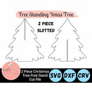 Arbre de Noël | Lime à fentes, 2 pièces | Fichier de décoration de Noël pour manteau de cheminée | Fichiers SVG de contour | fichiers vectoriels | Forgelumineuse | Découpe laser