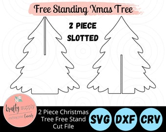 Christmas Tree | 2 Piece Slotted Cut File | Mantel Christmas Decor File | Outline SVG Files | Vector Files | Glowforge | Laser Cutting